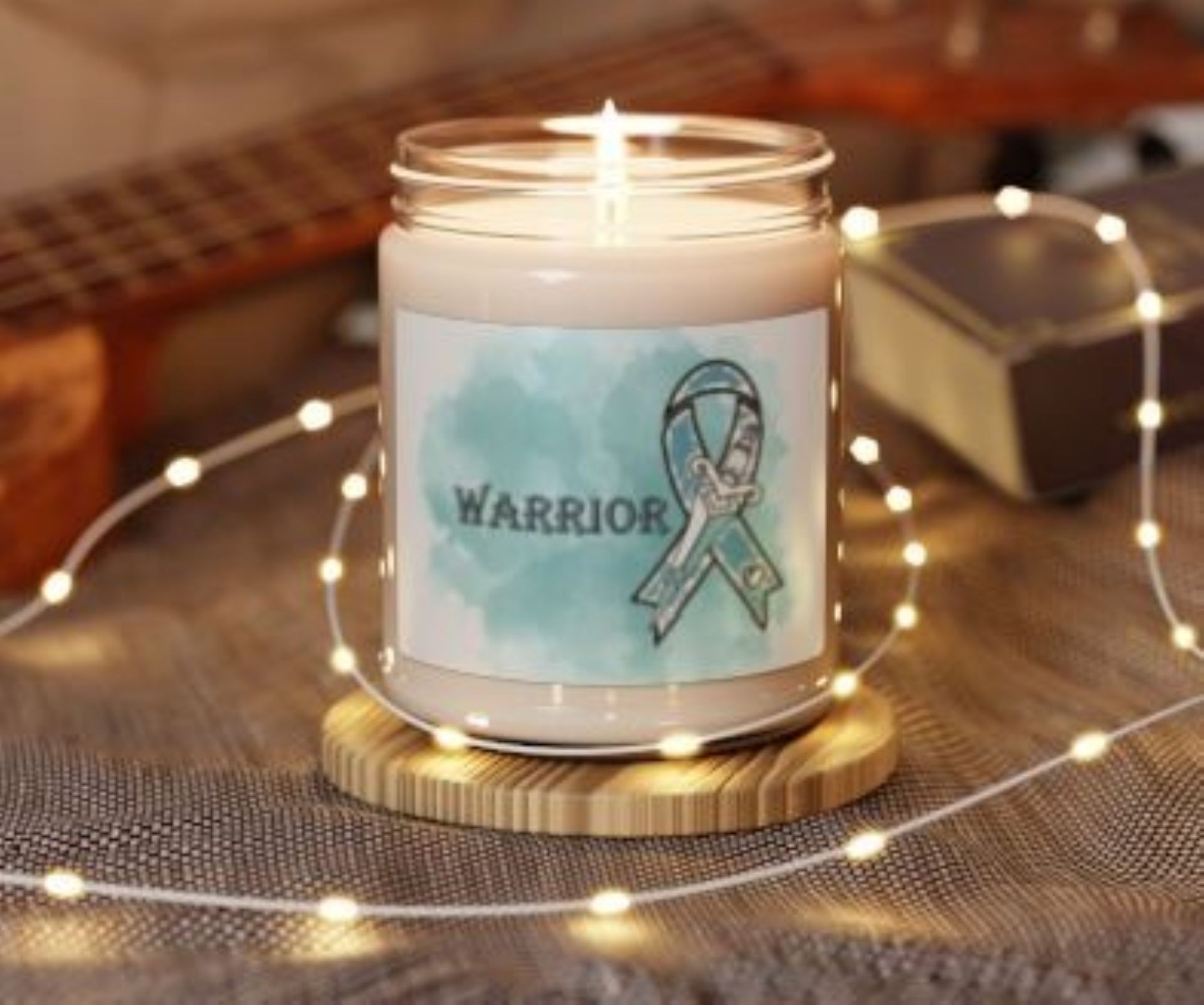 Warrior Teal Cancer Ribbon Scented Soy Candle