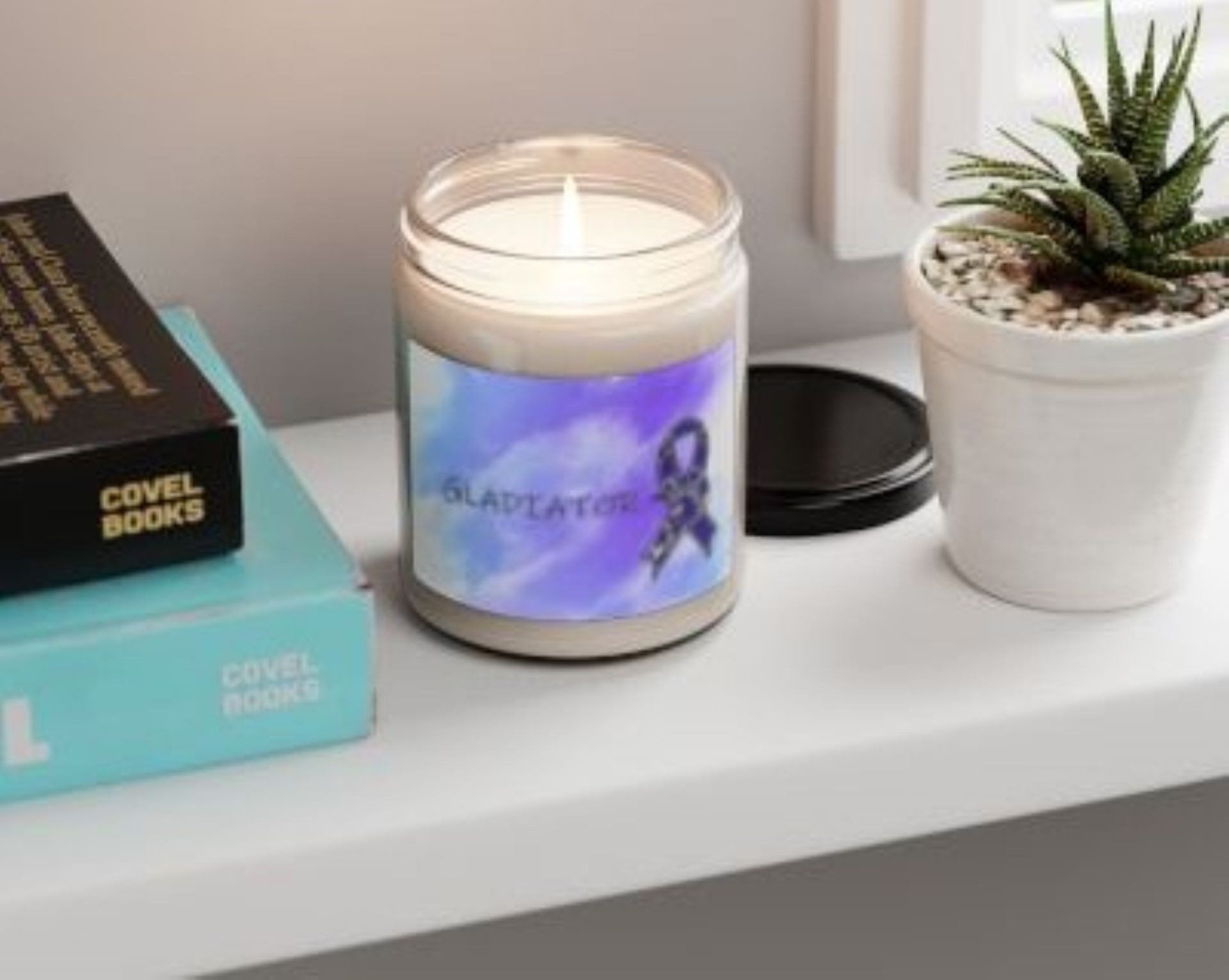 Gladiator Purple Cancer Ribbon Scented Soy Candle